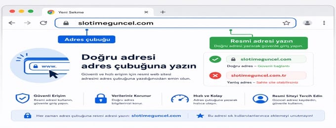 Slotime Tarayıcı Adres Çubuğu Kullanımı Görseli
